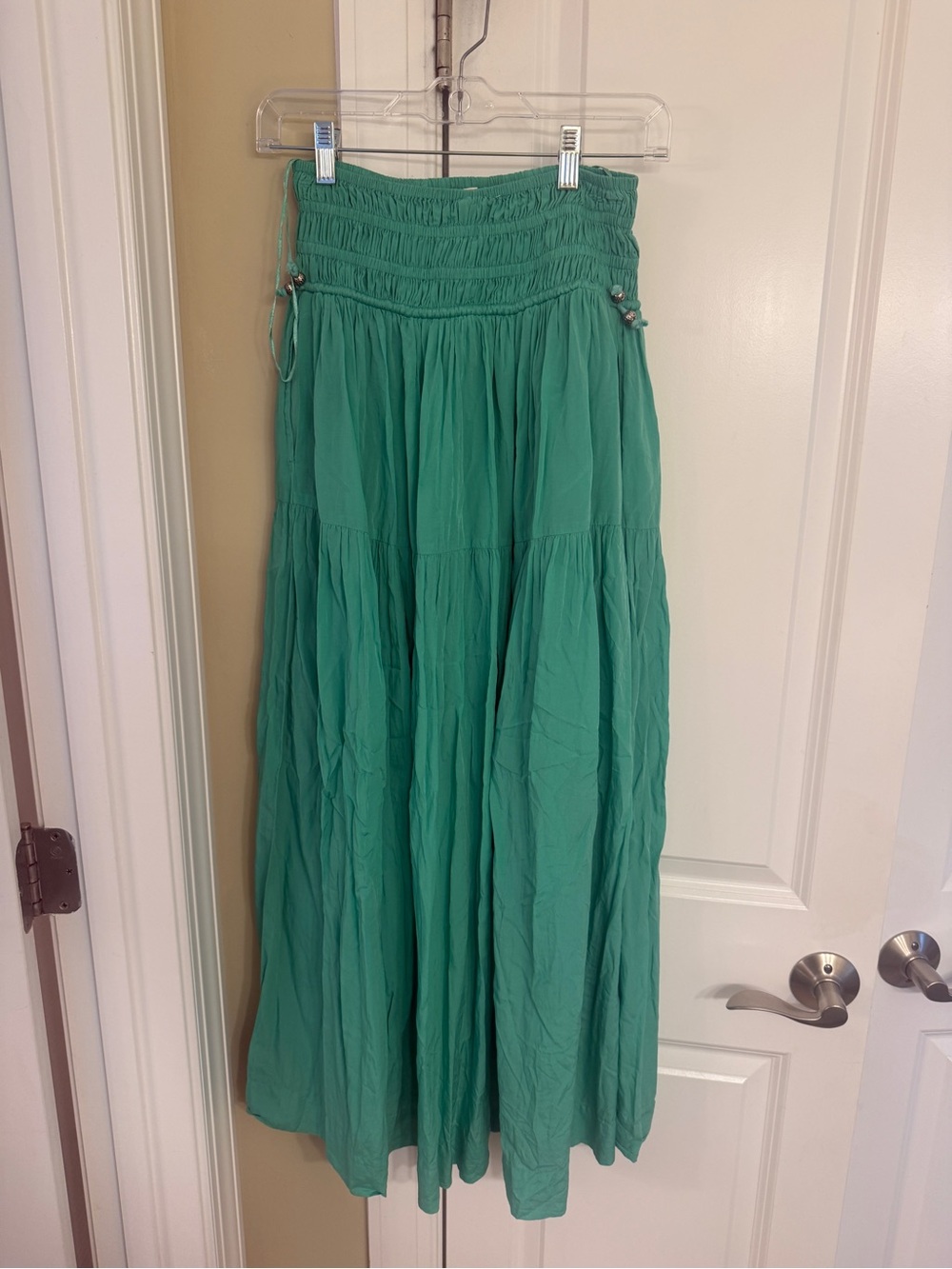 Women's Teal Maxi Skirt - Smocked Waist